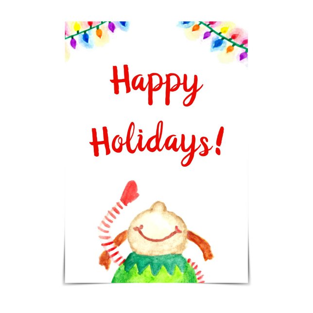 "Happy Holidays" Happy Elf Watercolour Card (Creator Uploaded)