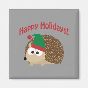Happy Holidays! Hedgehog Elf Magnet