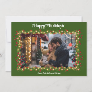 Happy Holidays Holly Photo Christmas Card