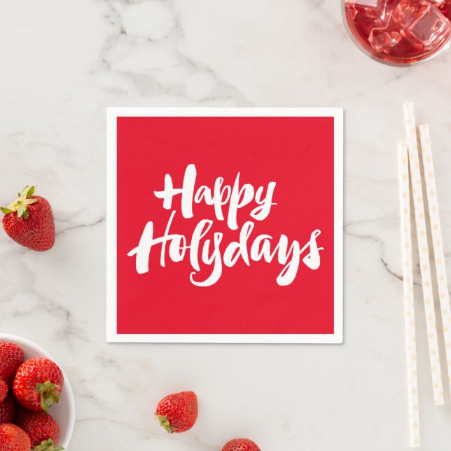 Happy Holidays Holydays Religious Christmas Red Napkin (Insitu)