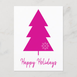 Happy Holidays Hot Pink Christmas Tree Holiday Postcard