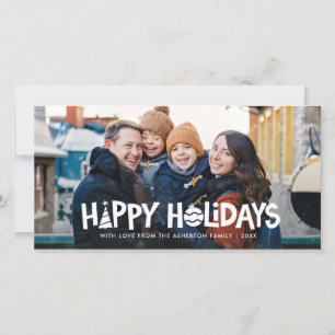 Happy Holidays illustrations horizontal photo card