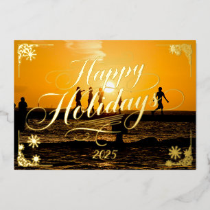 Happy Holidays Key West Sunset poem inside Foil Holiday Card