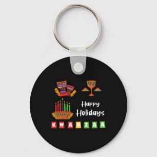 Happy Holidays Kwanzaa Hanukkah For Men Women Kids Keychain