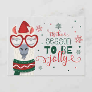 Happy Holidays Lllama Tis the Season to Be Jolly Postcard