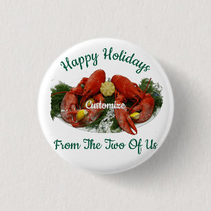 Happy Holidays Lobster Dinner Thunder_Cove 1 Inch Round Button