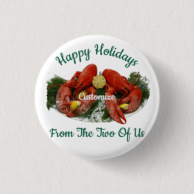 Happy Holidays Lobster Dinner Thunder_Cove 1 Inch Round Button (Front)