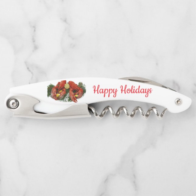 Happy Holidays Lobster Dinner Thunder_Cove Corkscrew (Front)