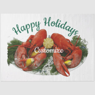 Happy Holidays Lobster Dinner Thunder_Cove Tissue Paper