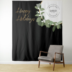 Happy Holidays Logo Christmas Photo Backdrop Tapestry