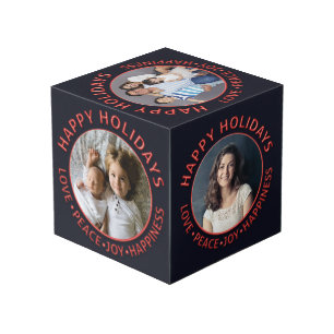 Happy Holidays Love Peace Custom Five Photo Cube