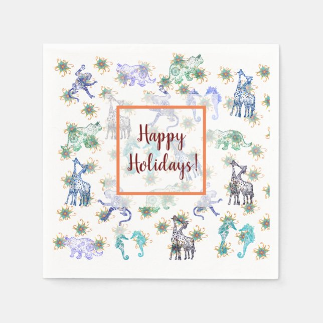 Happy Holidays Mandala Art Napkin (Front)