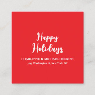 Happy Holidays Merry Christmas Bright Red Family Enclosure Card