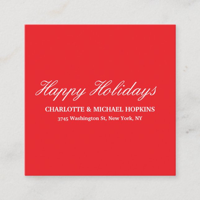 Happy Holidays Merry Christmas Bright Red Family Enclosure Card (Front)
