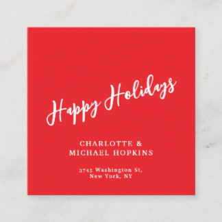 Happy Holidays Merry Christmas Bright Red Family Enclosure Card