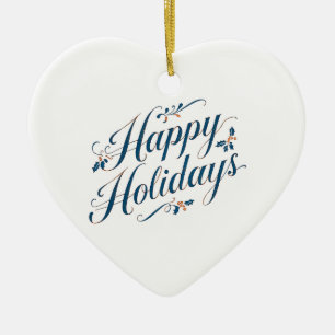 Happy Holidays Merry Christmas Family New Year Ceramic Ornament
