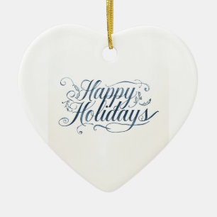 Happy Holidays Merry Christmas Family New Year Ceramic Ornament