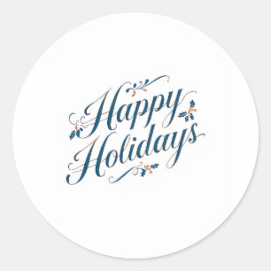 Happy Holidays Merry Christmas Family New Year Classic Round Sticker