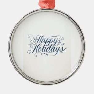 Happy Holidays Merry Christmas Family New Year Metal Ornament