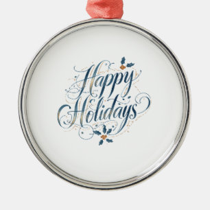 Happy Holidays Merry Christmas Family New Year Metal Ornament