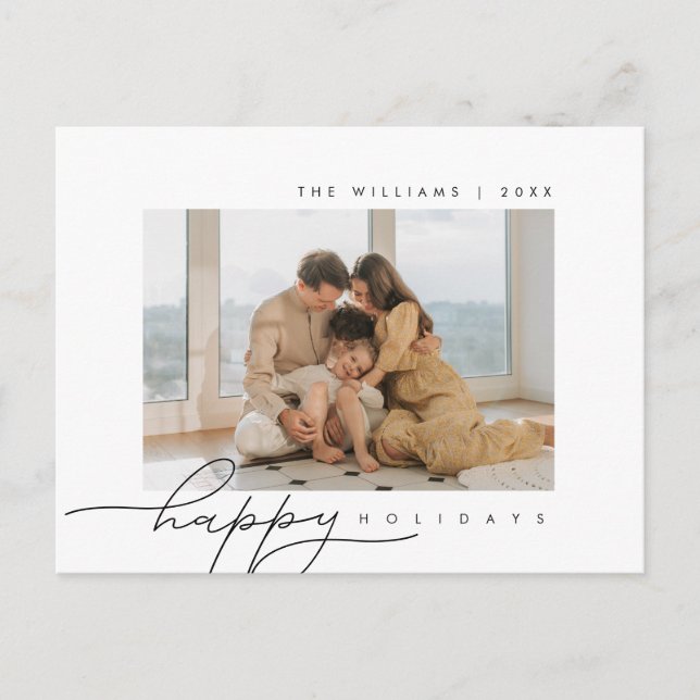 Happy Holidays, Merry Christmas, Family Photo Postcard (Front)