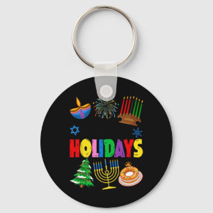 Happy Holidays Merry Christmas Happy Hanukkah Happ Keychain