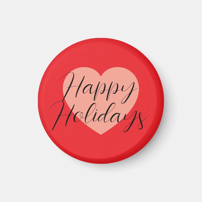 Happy Holidays Merry Christmas Holiday Time Heart Magnet (Front)