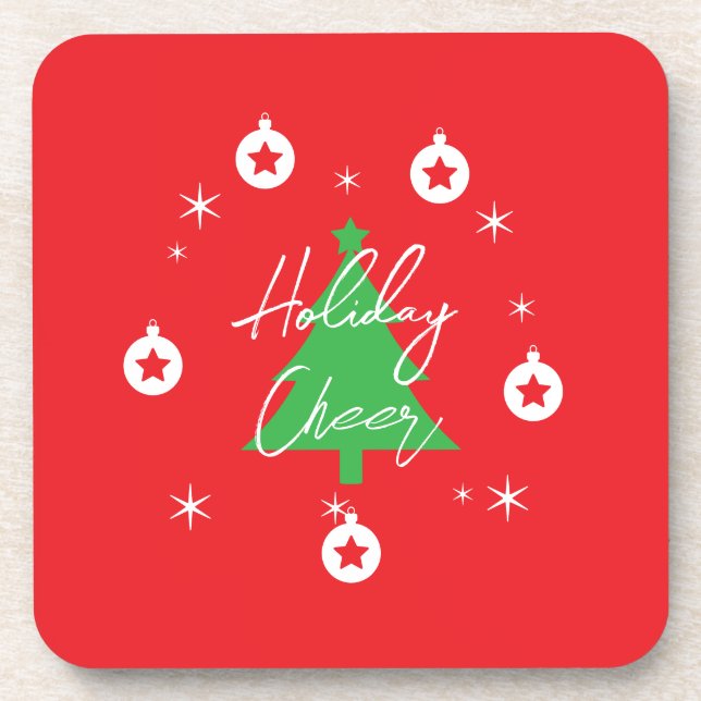 Happy Holidays Merry Christmas New Year Coaster (Front)