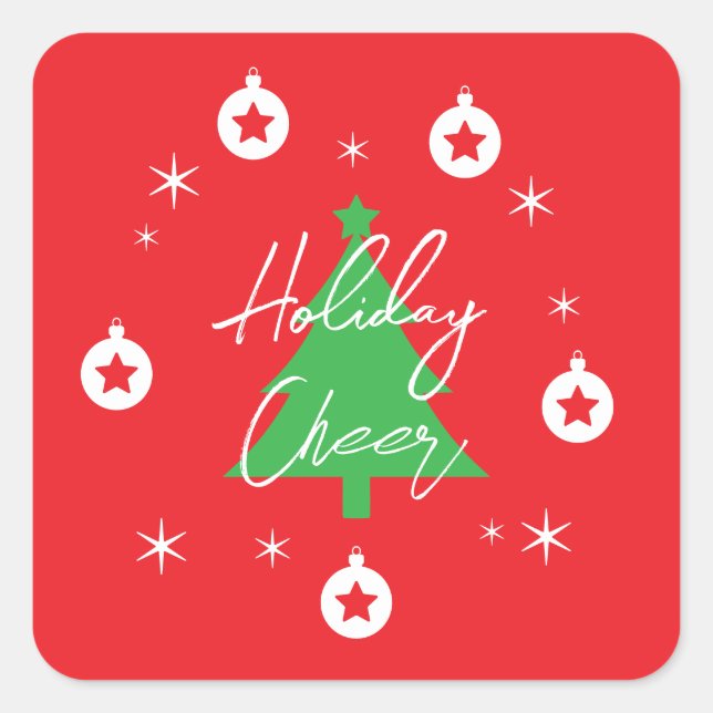 Happy Holidays Merry Christmas New Year Square Sticker (Front)