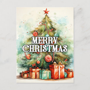 Happy Holidays Merry Christmas Tree Postcard
