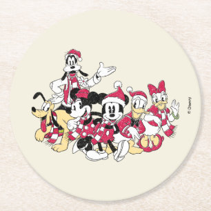 Happy Holidays   Mickey & Friends Christmas Cheer Round Paper Coaster