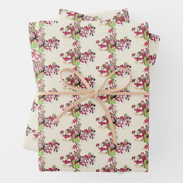 Happy Holidays | Mickey & Friends Christmas Gifts Wrapping Paper Sheet (In situ)