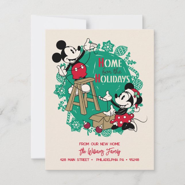 Happy Holidays Mickey & Minnie | New Address Holiday Card (Front)