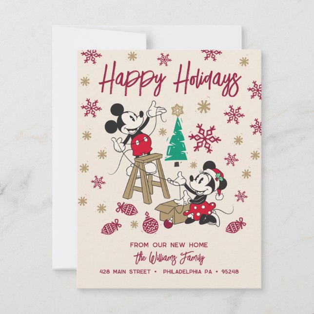 Happy Holidays Mickey & Minnie | New Address Holiday Card (Front)
