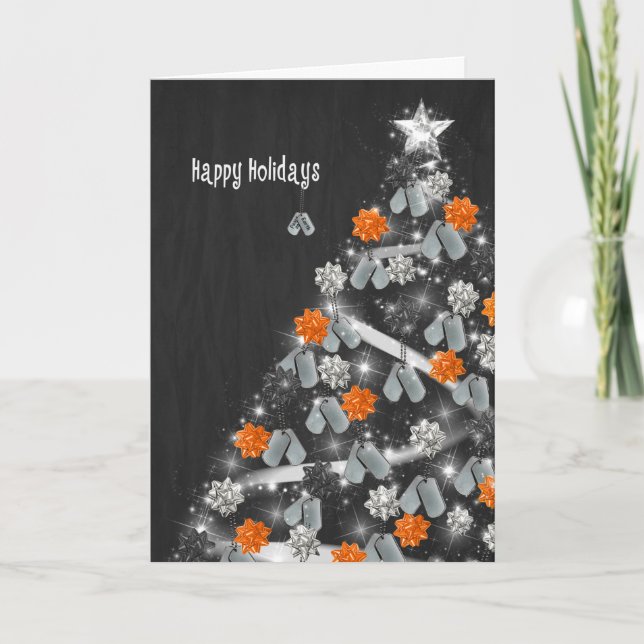 Happy Holidays military tree Holiday Card (Front)