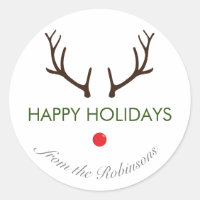 "Happy Holidays" Minimal Abstract Rudolph Reindeer