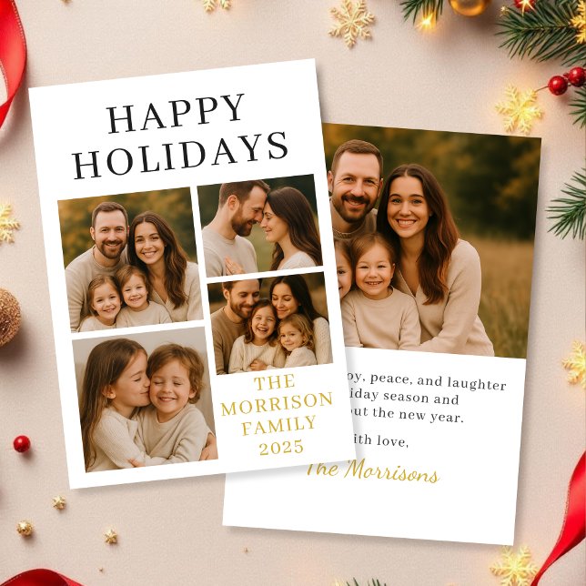 Happy Holidays Minimal Luxury Photo Holiday Card (Creator Uploaded)