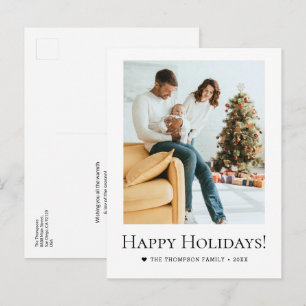Happy Holidays Minimalist Aesthetic Custom Photo Postcard