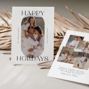 Happy Holidays Minimalist Modern Script Photo Holiday Card