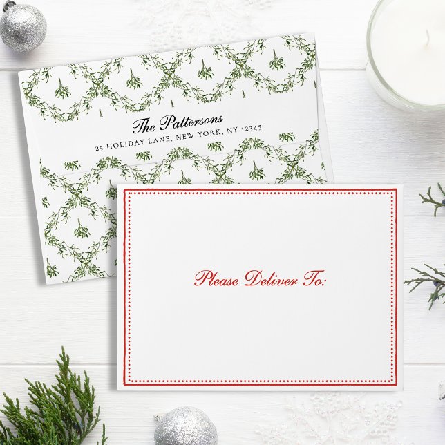Happy Holidays Mistletoe Floral Custom Christmas Envelope (Creator Uploaded)