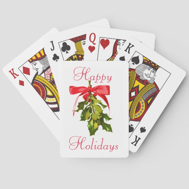 Happy Holidays mistletoe Playing Cards (Back)