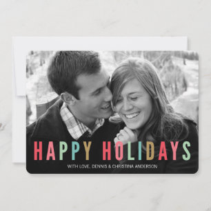 Happy Holidays   Modern & Bright Christmas Photo Holiday Card