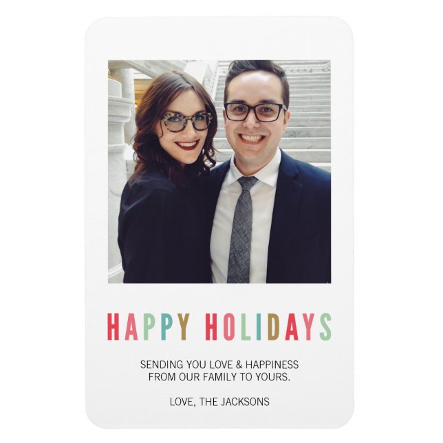 Happy Holidays | Modern & Bright Photo Magnet (Vertical)
