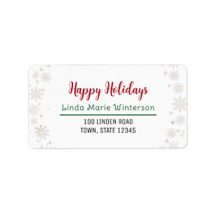 Happy Holidays Modern Chic Typography Snowflakes Label