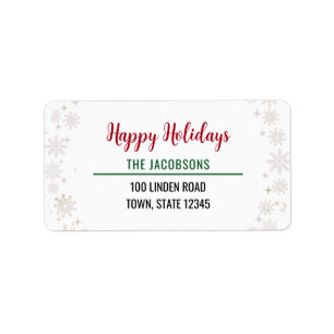 Happy Holidays Modern Chic Typography Snowflakes Label