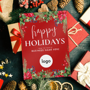 Happy Holidays Modern Christmas Business Logo Holiday Card
