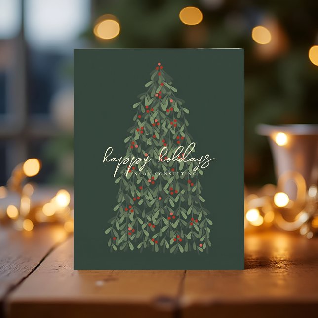 Happy Holidays Modern Elegant Christmas Tree Holiday Card (Creator Uploaded)