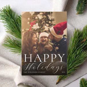 Happy Holidays Modern Elegant Photo Holiday Card