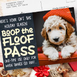 Happy Holidays Modern Funny Pet Custom Photo Foil Foil Holiday Postcard<br><div class="desc">Design is composed of a dark background with a funny message --- "Here's your gift this holiday season... Boop the Floof pass. One time use only for when things go ruff.." To align your photo, unmask the photo template by clicking unmask button. Once the photo is aligned, select the SVG...</div>