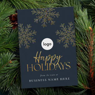 Happy Holidays Modern Gold Snowflake Business Holiday Card